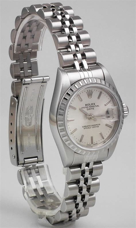 pre owned silver dial stainless steel ladies rolex